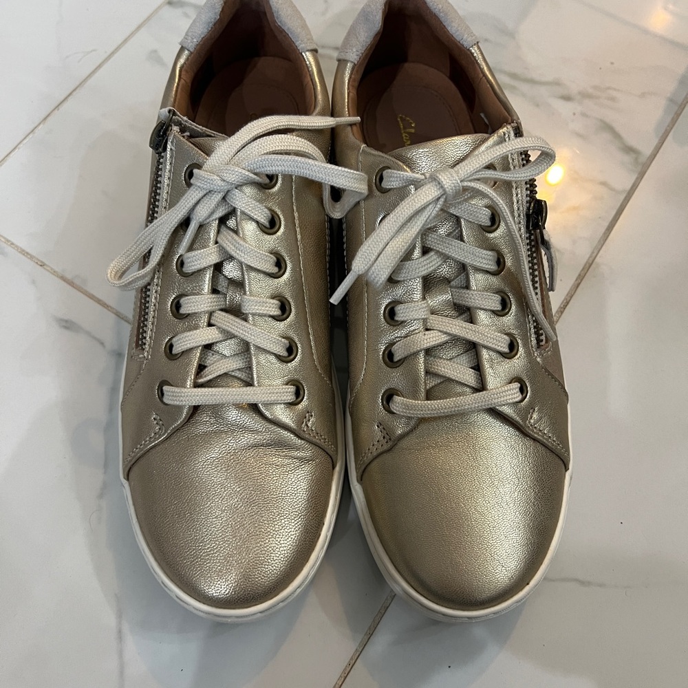 BRAND NEW Gold Clark’s Tennis Shoes Sneakers